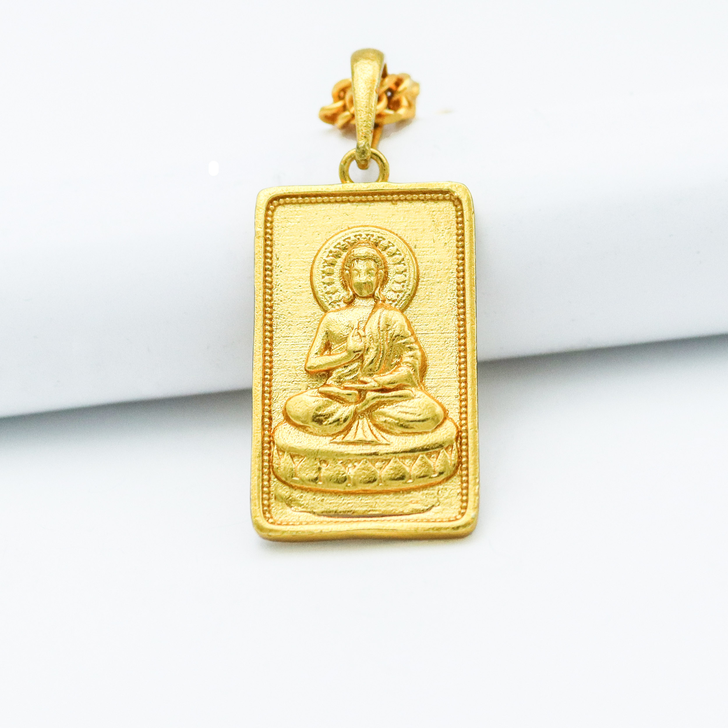 Gold Plated Panchadhatu Buddha Shaped Locket With White Stones