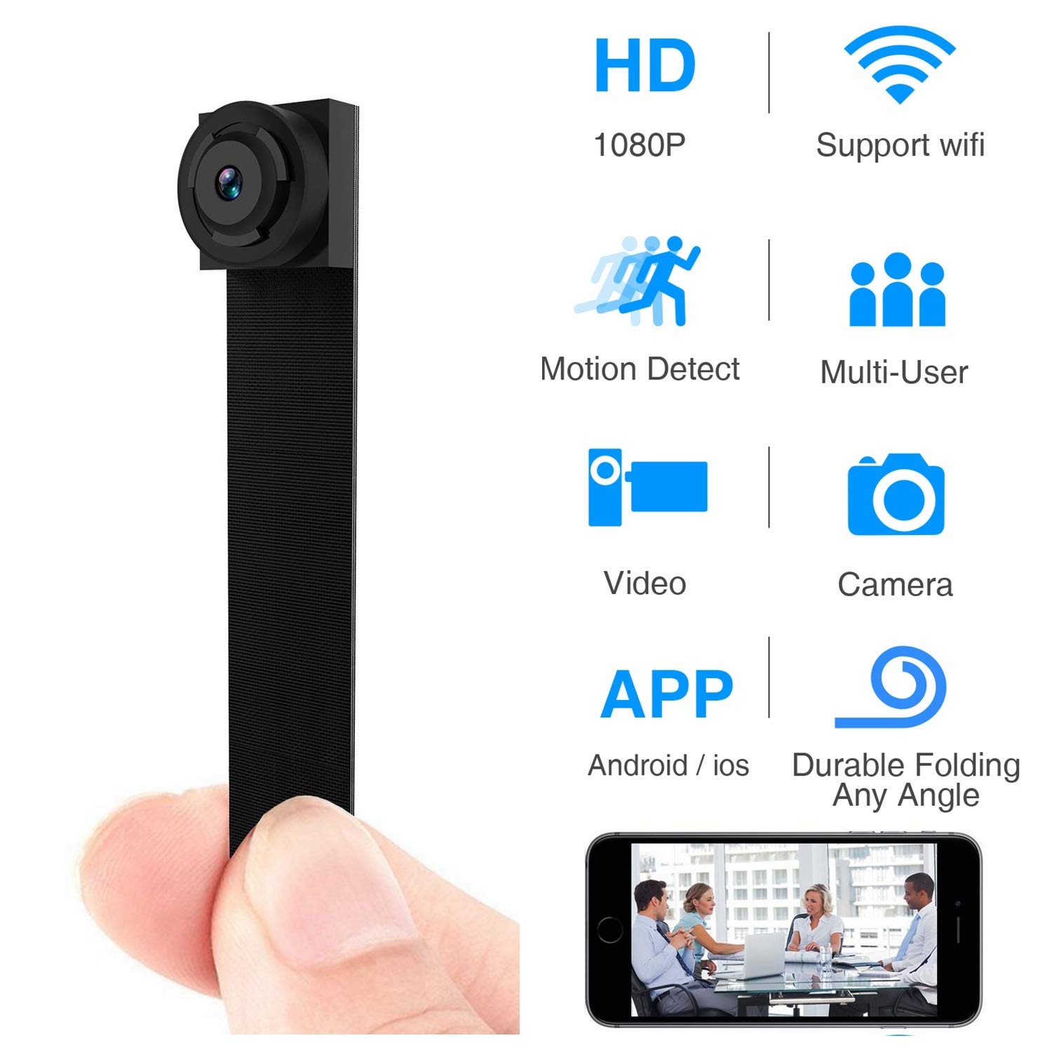, Wireless Wi-Fi Camera 1080P App Mini Portable Covert Security Cam Motion Detection For Ios/Android Mobile Phone