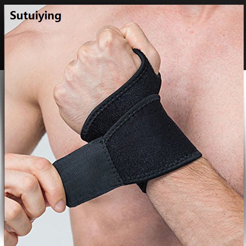 Sutuiying 1pc Fitness Wrist Wraps Weight Lifting Gym Wrist Straps Cross Training Portable Padded Thumb Brace Strap Power Hand Support Bar Wristband