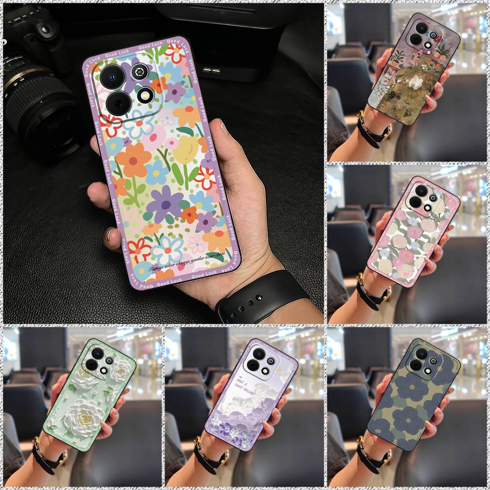 Waterproof Protective Phone Case For Tecno Pova7 5G/LJ7 Anti-dust Phone Pouch Graffiti Fashion Design Anti-knock flower