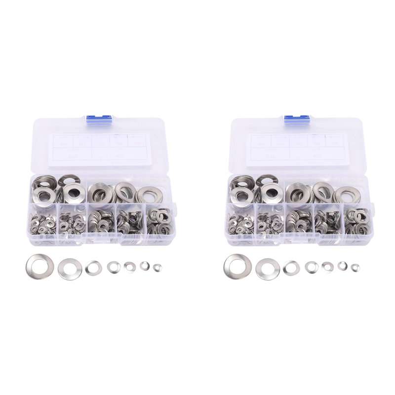 NCANRUI 590 Pcs 304 Stainless Steel Spring 2 Wave Washer Gasket Assortment Kit (M3 M5 M6 M8 M10 M12)