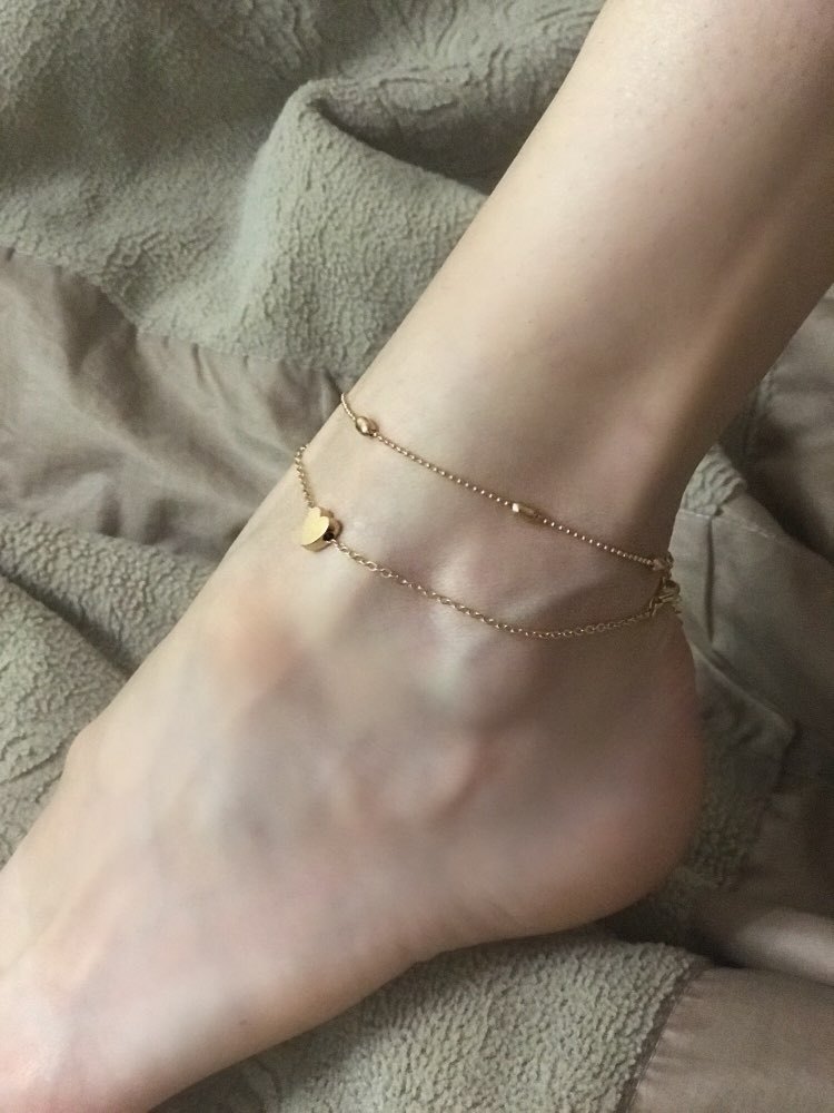 Rose Gold Stainless Anklet Chain Heart Charms Foot Chain Fashion Anklet Jewelry ( Best Gift Ever)