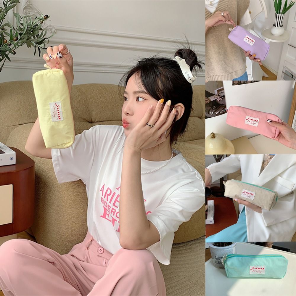 Cute Polyester fibre Pen Bag Cartoon Large Capacity Cosmetic Bag Office School Supplies Pencil Bag