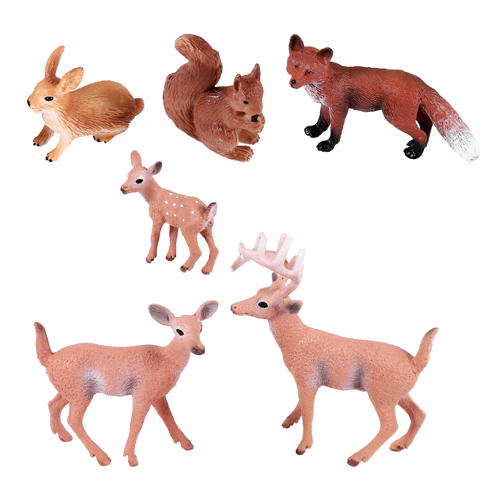 ARELENE 6 Pieces Animals Figures Creatures Figurines Squirrel Deer Family Figurines Miniature Toys