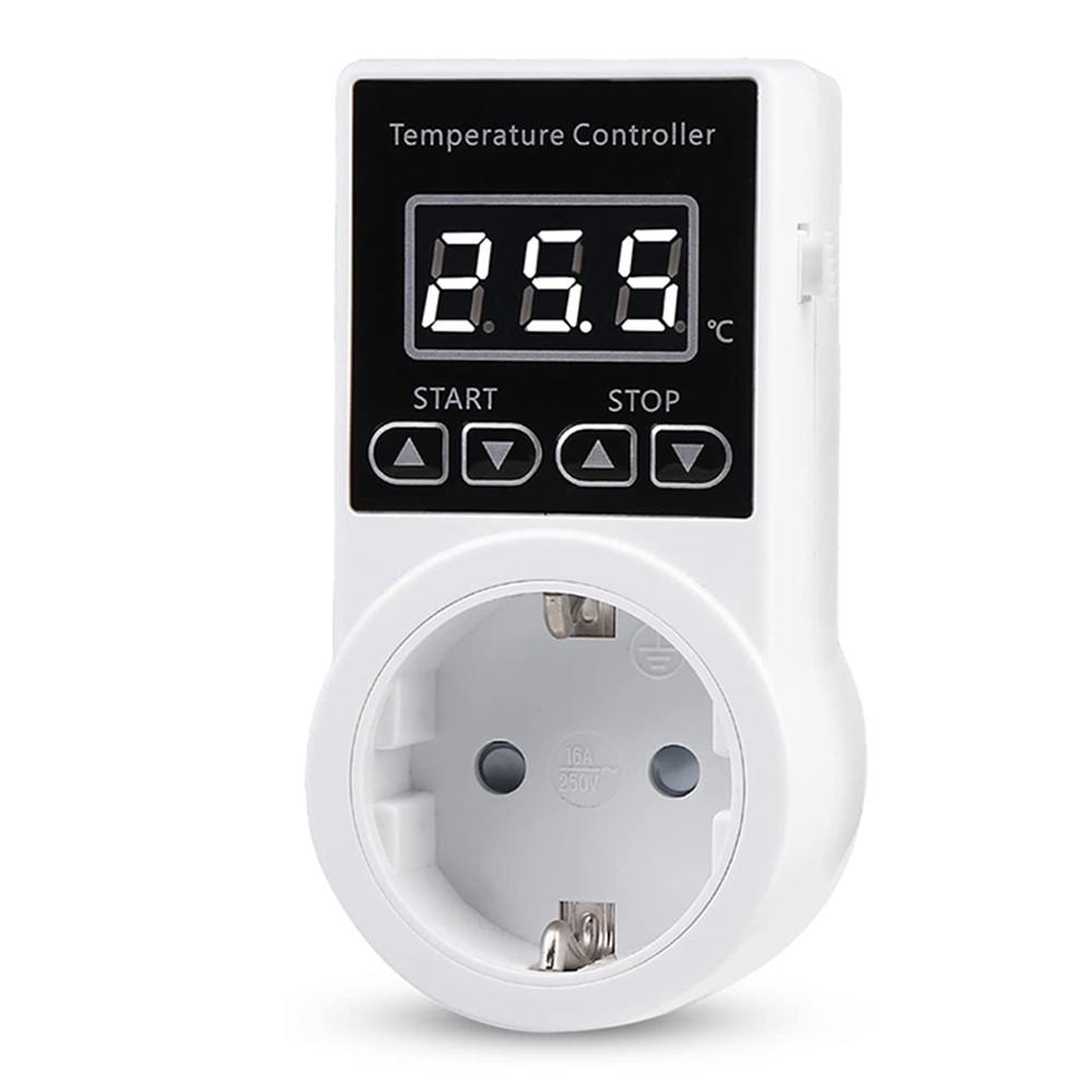 NAMUNY 1Pcs Thermostat Socket with Sensor, Digital Temperature Controller Socket, Waterproof Temperature Switch EU Plug