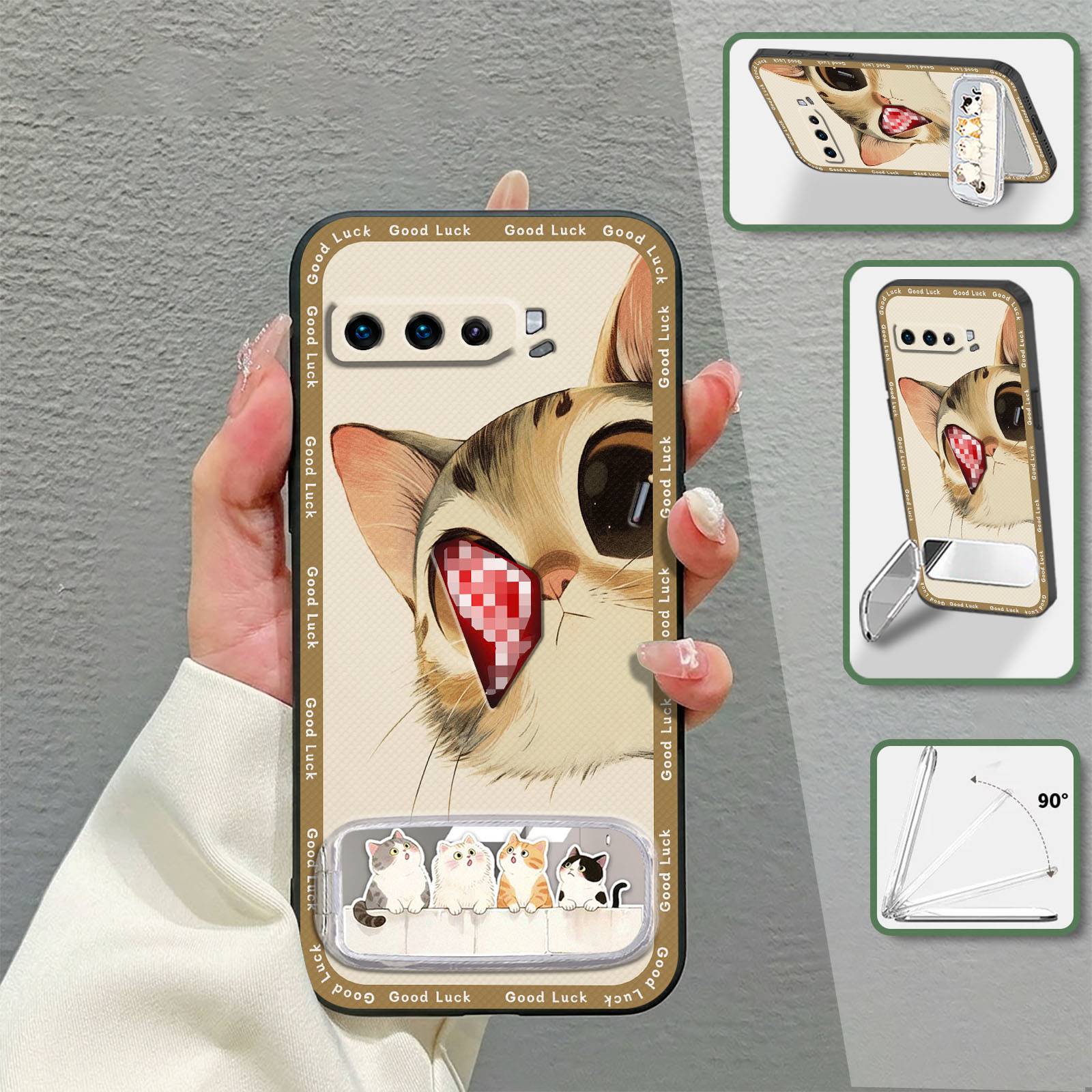 Phone Pouch Anti-knock Phone Case For Asus ZS661KS/ROG Phone3/ROG3 Soft case Cloth Patch Anti-dust Makeup Mirror Durable