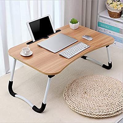 Comfortable Foldable and Portable Multi-Purpose Laptop Table Stand/Study Table/Bed Table/Ergonomic & Rounded Edges/Non-Slip Legs/Engineered Wood/Color