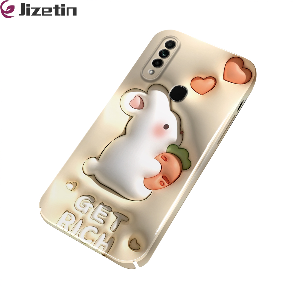 Jizetin for Oppo A31 2020 Back Cover Cute Rabbit Luxury Slim Hard Crashproof Mobile Phone Case