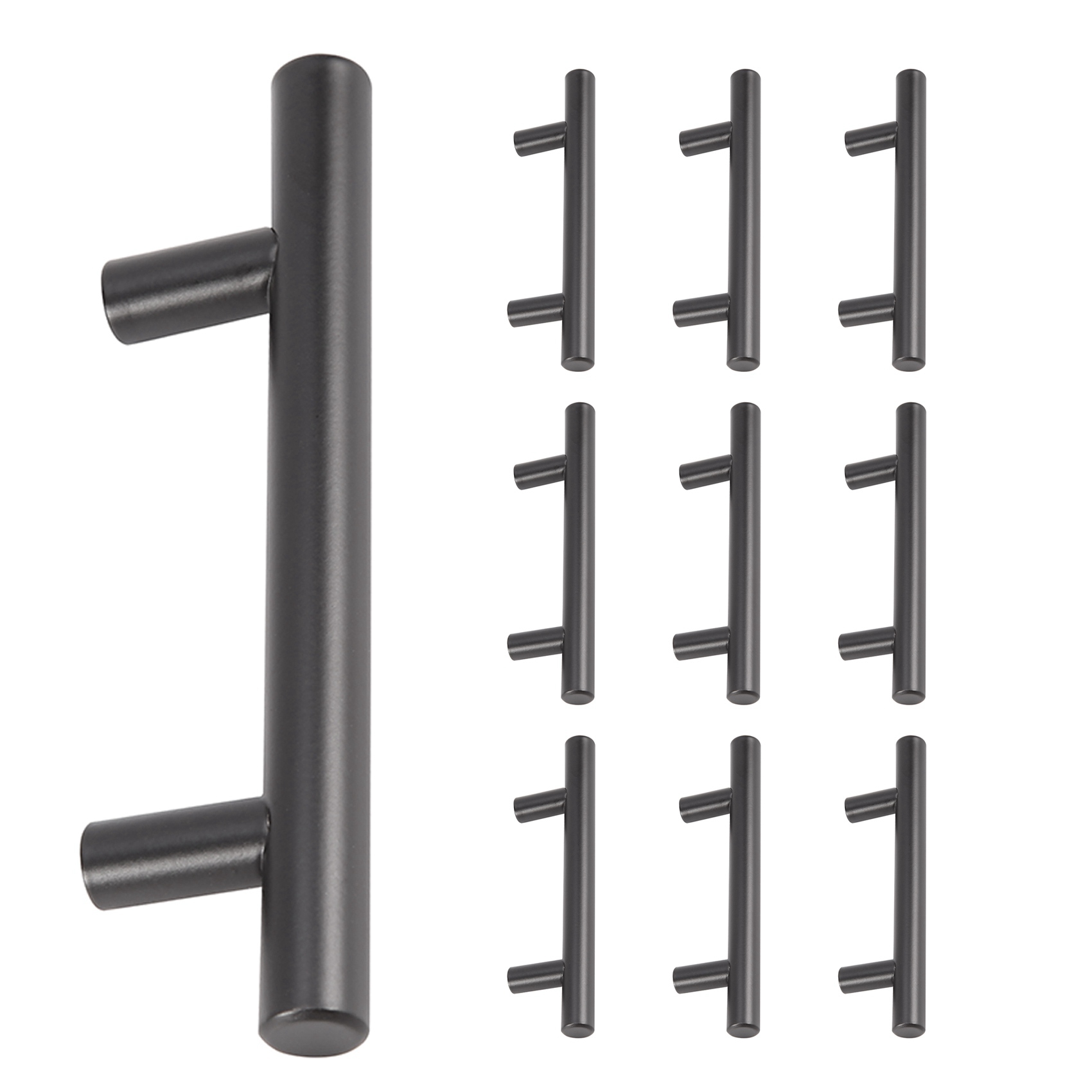 NAMUNY 10 Pack 5 Inch Cabinet Pulls Matte Black Stainless Steel Kitchen Cupboard Handles Cabinet Handles 5 Inch Length, 3 Inch Hole Center