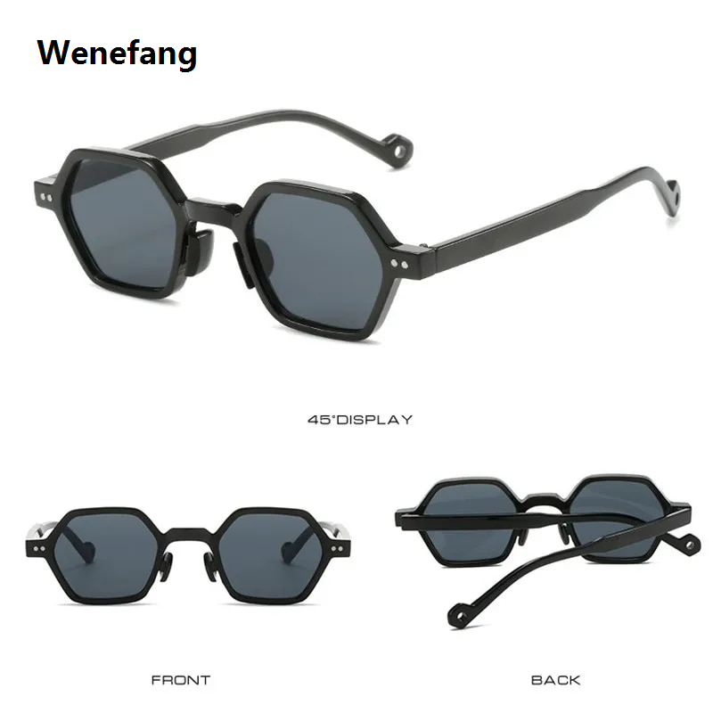 Wenefang Retro Style Polarized Sunglasses Uv400 Male Green Brown Polygon Ladies Sun Glasses For Men Hexagon Summer 2023 New Eyewear