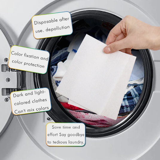 Color absorbent, laundry solid color, anti-color dyeing mix, use washing machine box/piece, 24 absorbent sheets, protect anti-staining paper
