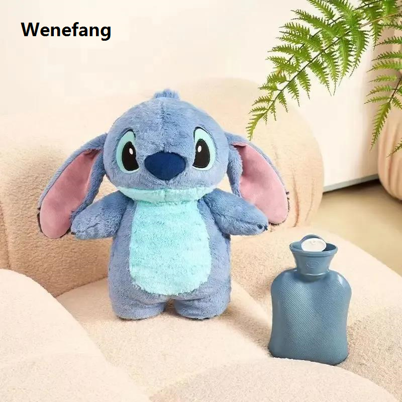 Wenefang Kawaii Disney Stitch Winter Hot Water Bottle Cartoon Anime Lilo Luxury Stitch Women's Home Water Filling Hand Warmer Kids Gifts