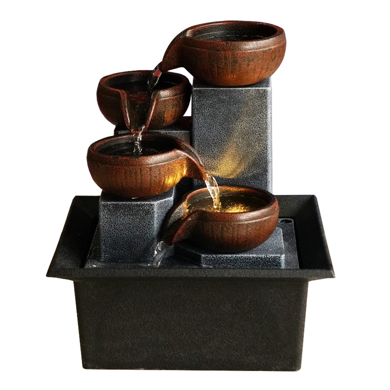 ARELENE Tabletop Fountain Ornaments Home Gardening Decoration Rockery Water Fountain Crafts Gifts Desktop Decorations EU Plug