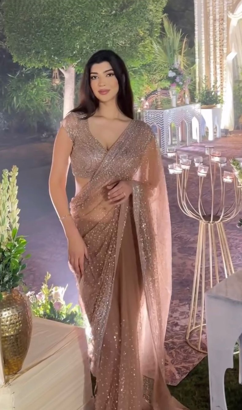 Stunning Soft Net Designer Saree with Sequins Work By Sapnaaz Fashion