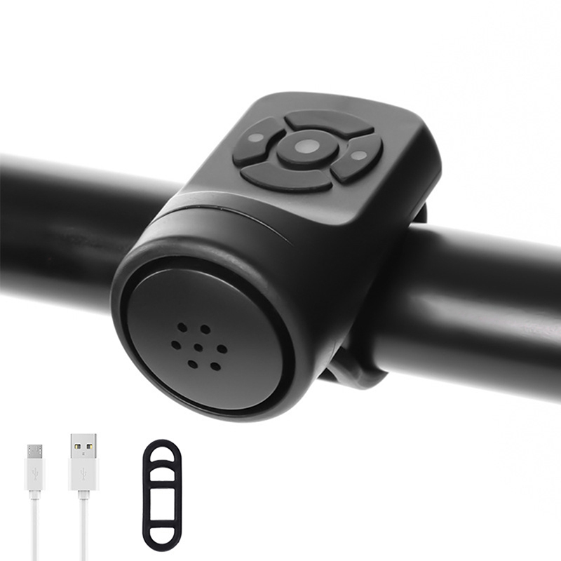 Bicycle Electric Horn Black ABS USB Rechargeable Bicycle Cycling Bell Speaker Ring Bike Accessories Loud Handlebar Alarm Ring afabe858