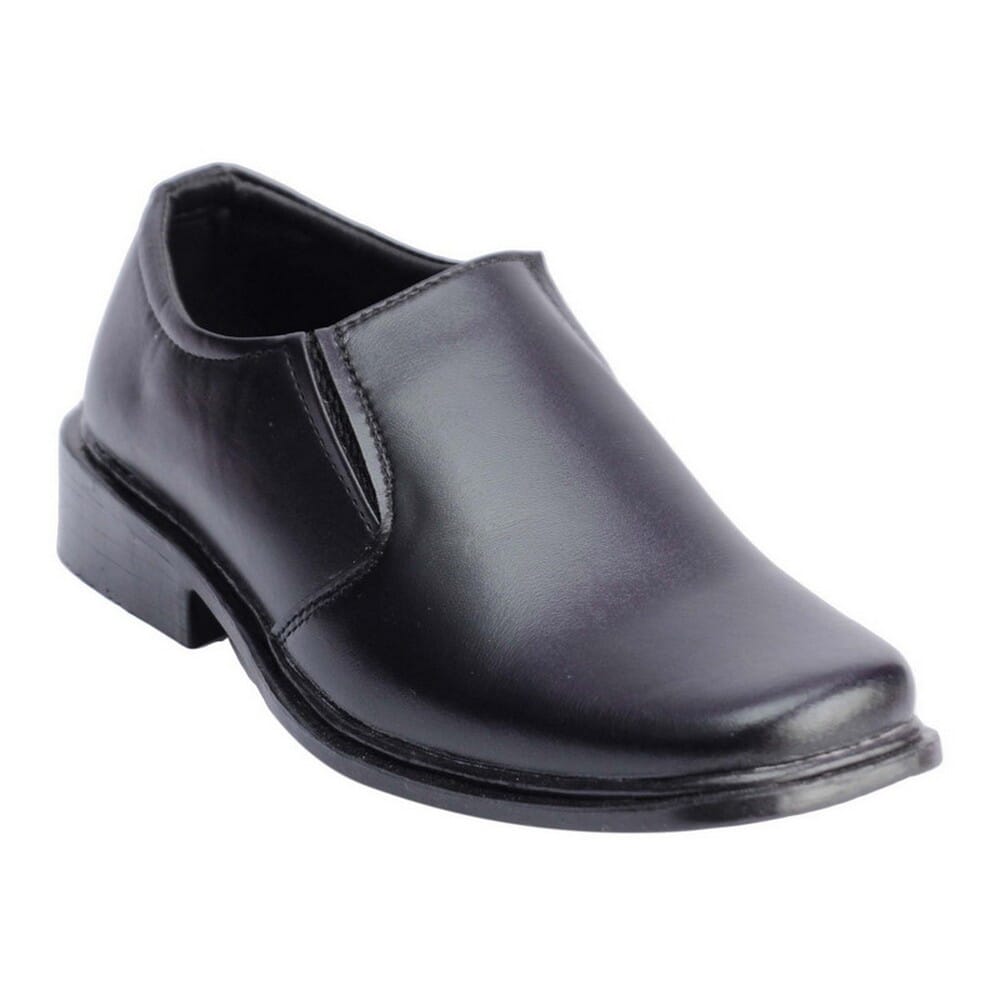 Sunrise Black Plain Design School/College Wear Leather Shoe For Men