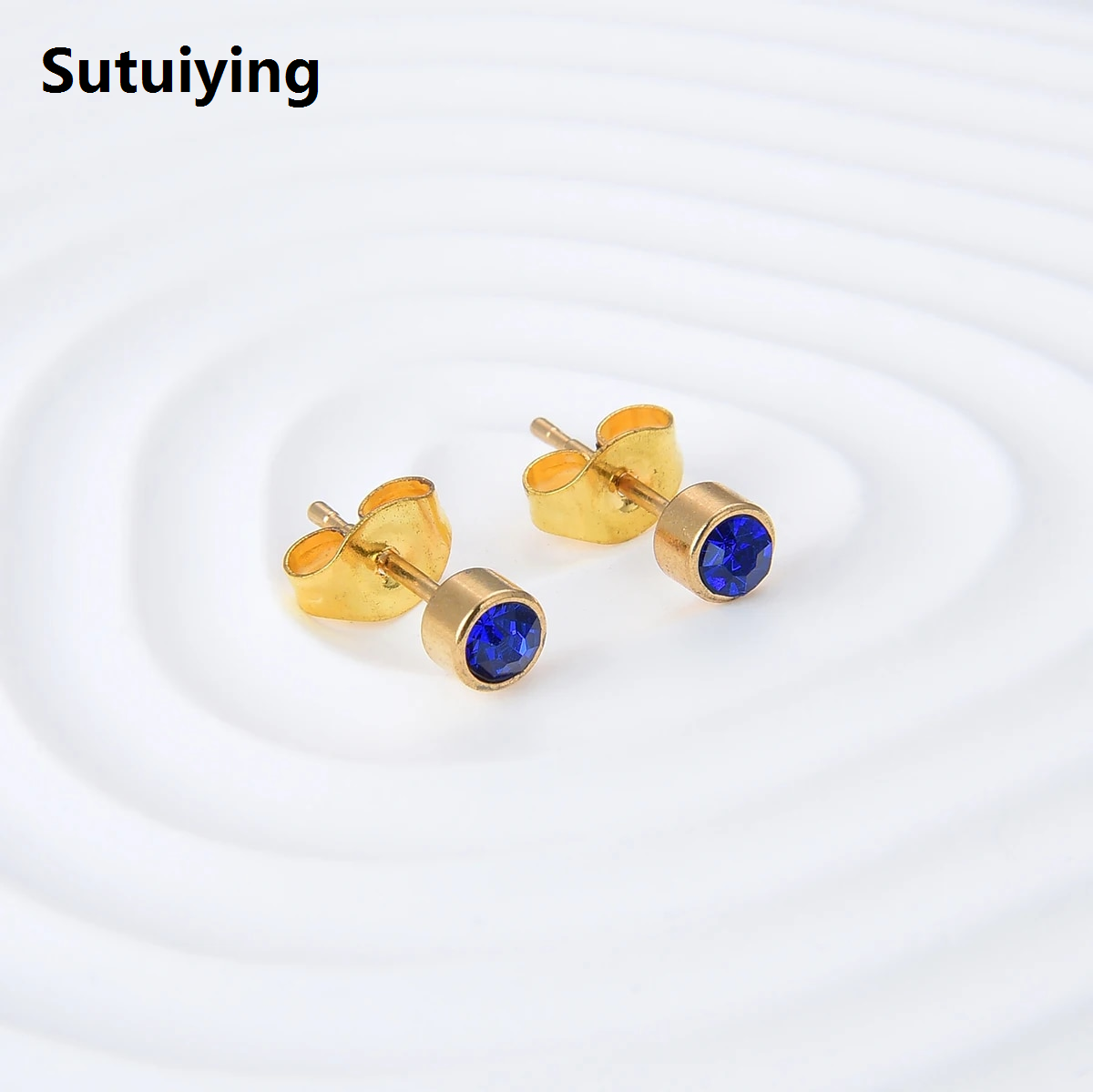 Sutuiying 12 Pairs 18K Surgical Stainless Steel Stud Earrings,CZ Birthstone Colourful Crystal Earring Sets for Women and Girls 3MM 4MM 5MM