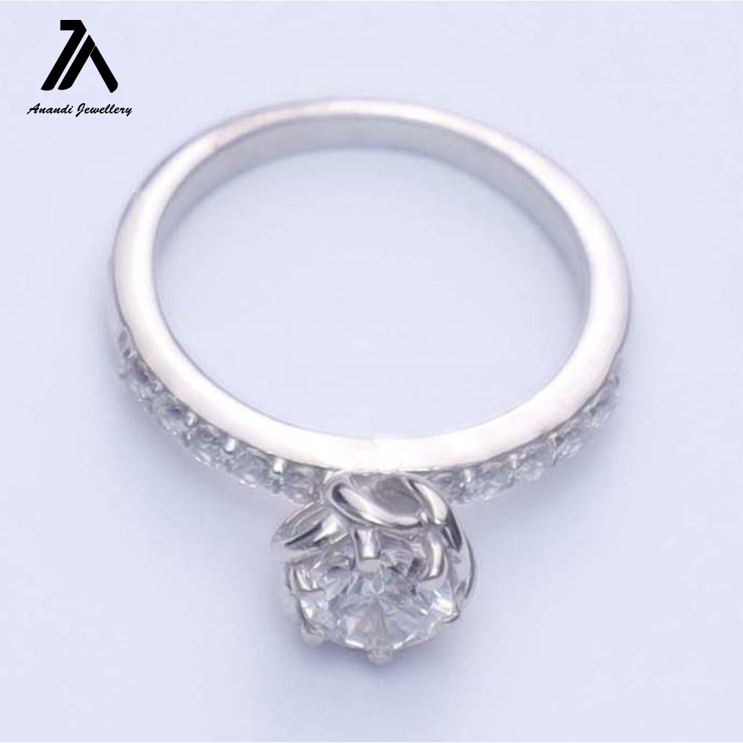 Anandi Silver Modern Rose Design Silver Ring