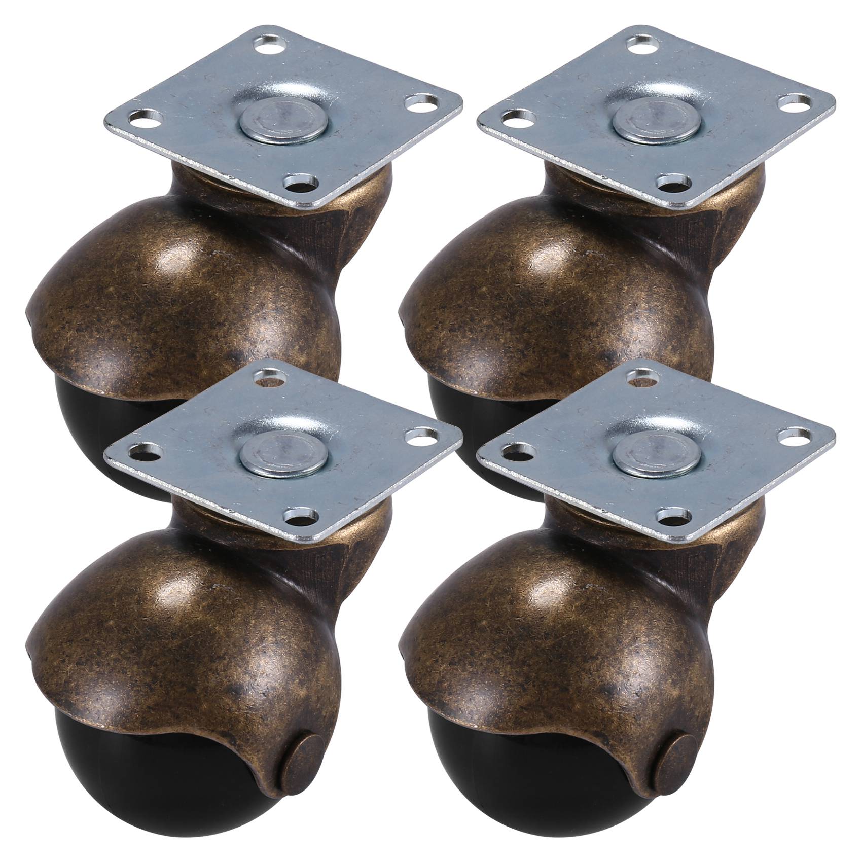 NAMUNY [4 Pack] Swivel Top Plate Hooded Ball Caster Wheels, Antique Bronze (1.5-inch No Brake)