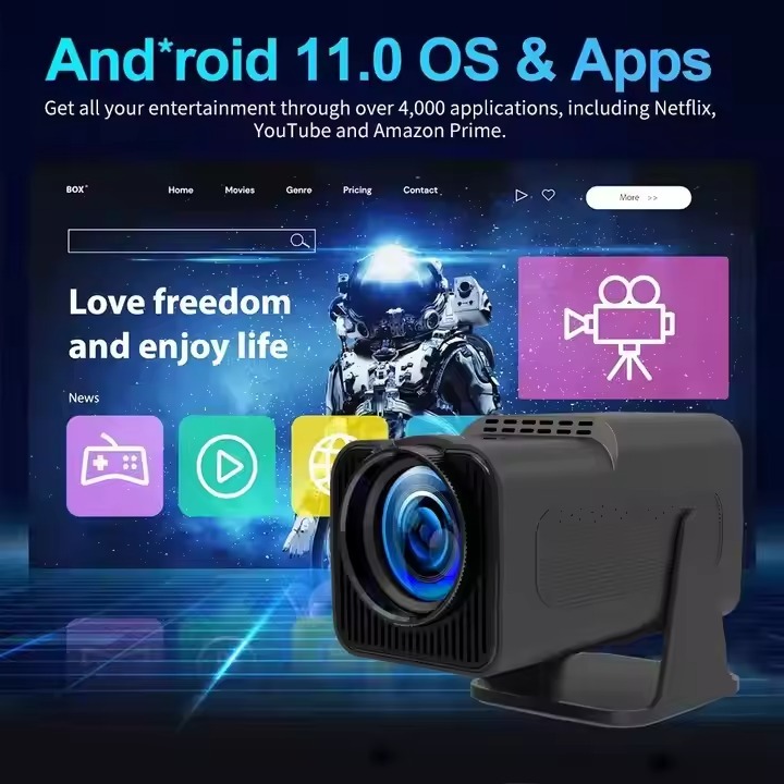 HY320 Gaming Projector 2-in-1 Android Console | 1080P FHD | 180° Full Rotation Design | WiFi 6 Bluetooth 5.0 | 4K Supported | Low Latency Gaming Mode | Auto Keystone | Portable Home Theater & Outdoor Movie Projector
