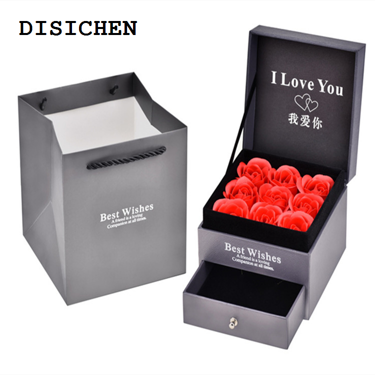 DISICHEN Portable Jewellery storage Premium Suede Bow Jewelry Wedding Ring Pair Ring Pendant Set Jewelry Packaging Bracelet Box Gift Box