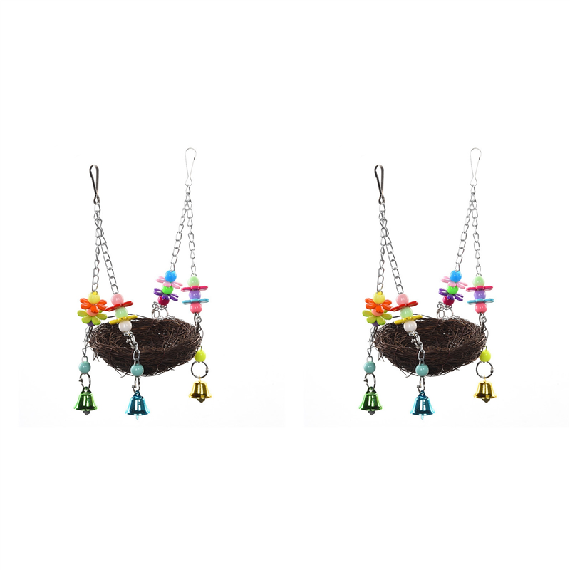 FORIDE 2X Handcraft Nest Toys for Birds Parrots to Play Bite Climb Bird Swing Toys
