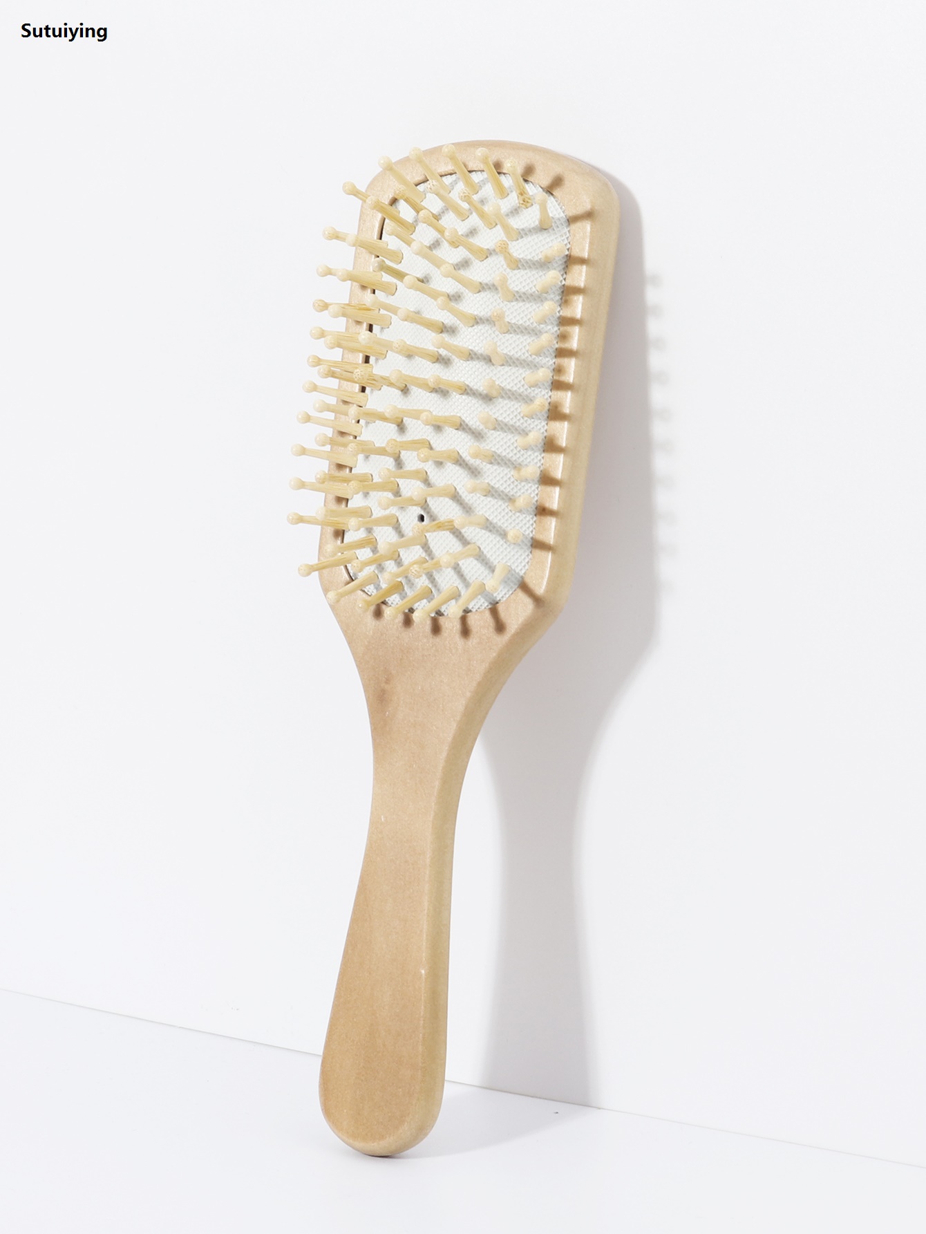 Sutuiying 1pc large square exfoliating hair brush, scalp massage hair brush, Hot Selling wooden air cushion comb, suitable for all hairstyles