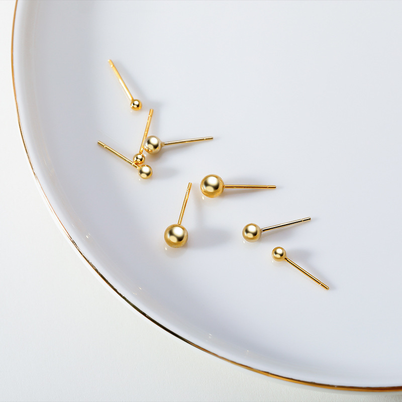【Mega Sale】Drainage l Round Bead Silver Ear Nails Women's Spring and 2022 Fashionable Simple Small Gold Ear Holes