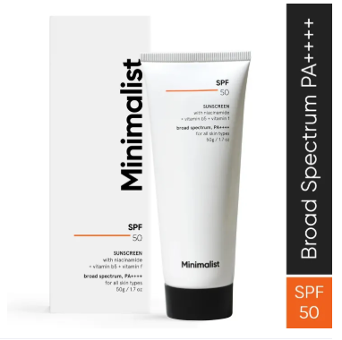 Minimalist SPF 50 PA++++ Sunscreen | No White Cast and Contains Multi Vitamins for Reducing Photoaging | 50 gm