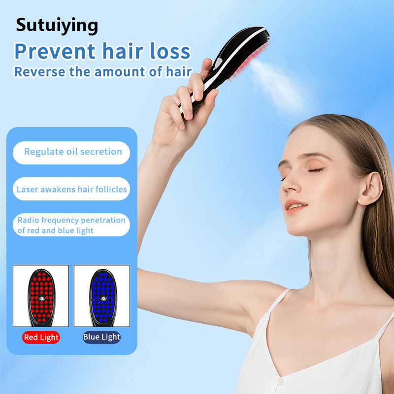 Sutuiying Sonic Vibration Scalp Massager Red Light Therapy Head Massage Luxury Comb Anti Hair Loss Anion men Hair Growth Brush Stress Relief