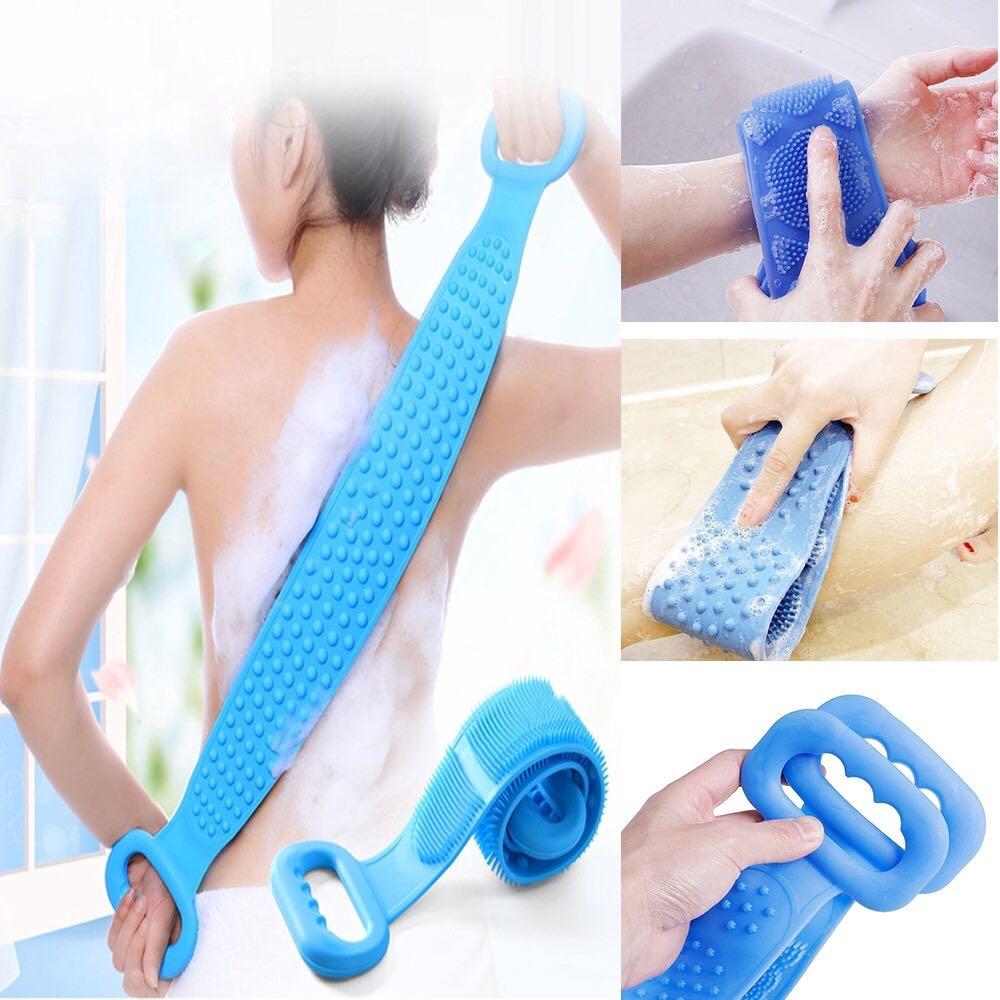Silicone Shower Belt Double Sided Waterproof Scrubber Belt Massager