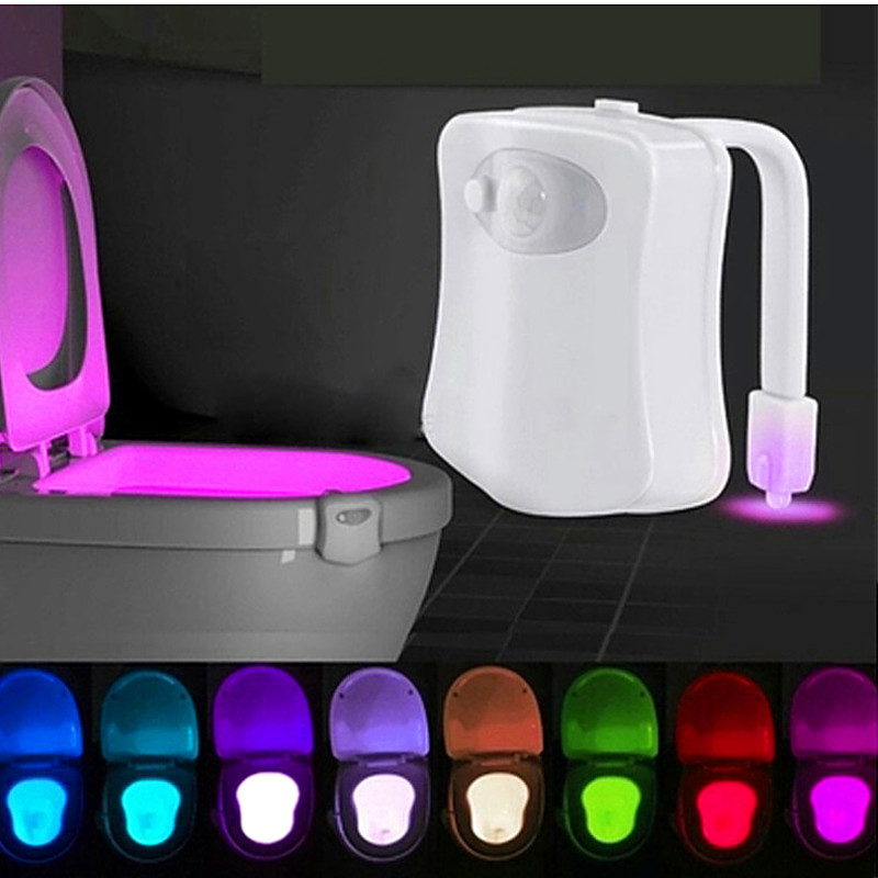 NEW 【Innovative design】LED Toilet Seat Night Light Motion Sensor WC Light 8 Colors Bathroom Night Lamp UV Sterilization for Toilet Bowl Child D40