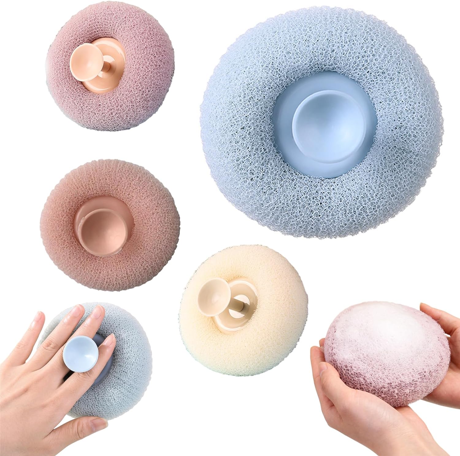 New Soft Mesh Bath Sponge Balls Cleaning Brush Body Cleaner Bathroom Accessories- 1 Piece (Suction Facility)
