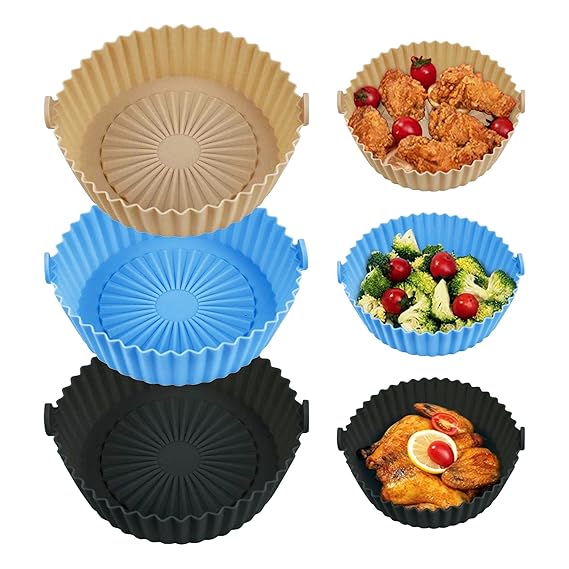 Food Grade Air Fryer Liner - Reusable Air Fryer Liners, Silicone Liners for Air Fryer Basket - Safe Silicone Air Fryer Basket(1 pcs)