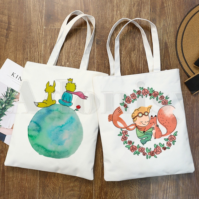 Little Prince of Fine Art Retro Pretty Cute Handbags Shoulder Bags Casual Shopping Girl Handbag Women Elegant Canvas Bag 5C4O