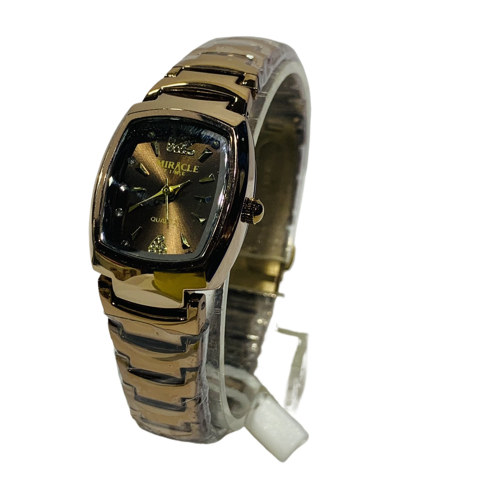 New Attracrive Design Square Shape Coffee Dial Stainlees Steel Casual Wrist Watch FOr Women
