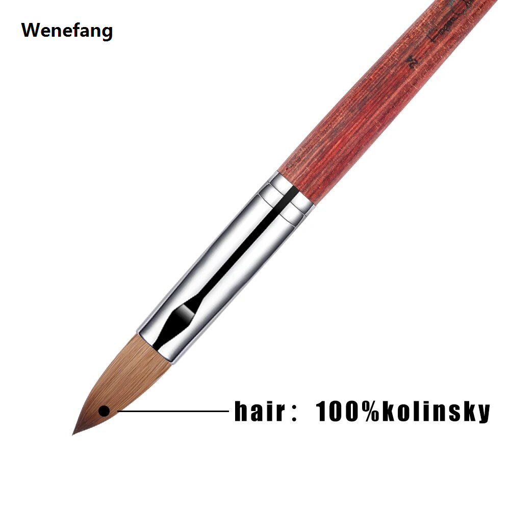 Wenefang Red Wooden Handle Nylon Acrylic Nail Brush For Nail Art Brush Drawing Gel Extension Brushes Nails Pen Manicure Nail Art Tools