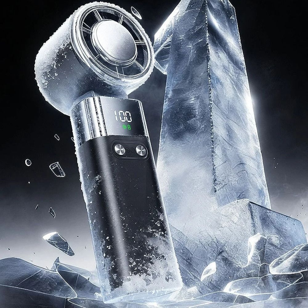 Long Lasting Bladeless Design Handheld Mini Fan Ice compress Cool Foldable Personal Cooling Fan 100 Gear Wind High Wind Speed Small Air Cooler Travel
