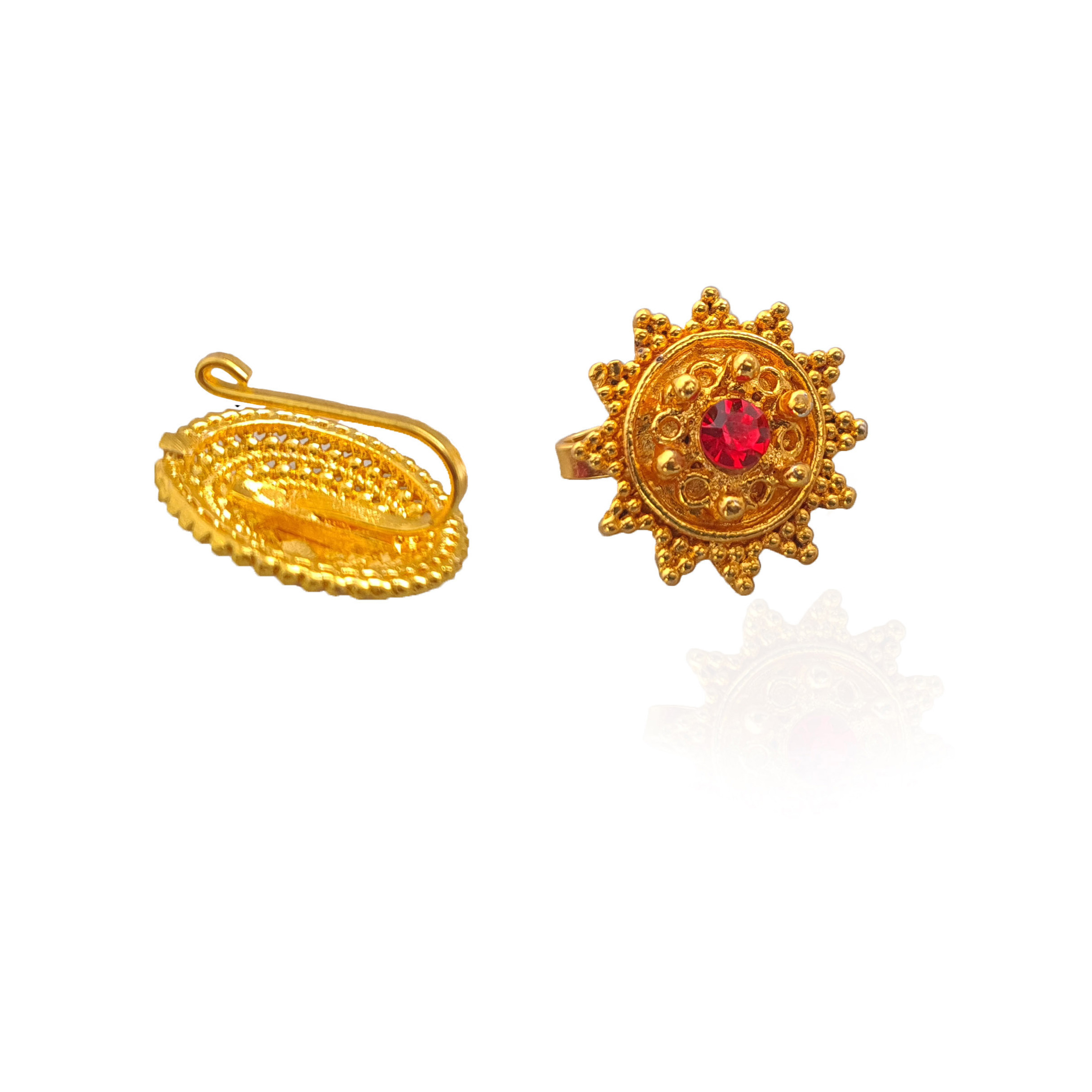 Golden/Red Star Shaped Nose Ring Fuli Clip Hook Type Design Limbu Nose Jewellery For Women