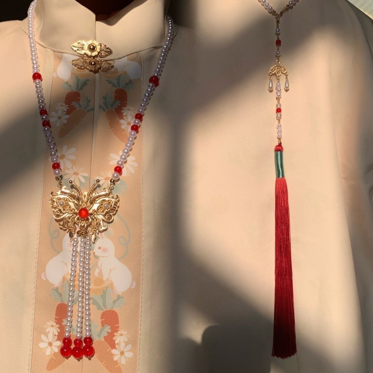 【Quality certifications】Handmade Butterfly Soft Wreaths Antique Necklace Cheongsam Han Clothing Accessories Tang Style Women's Back Cloud