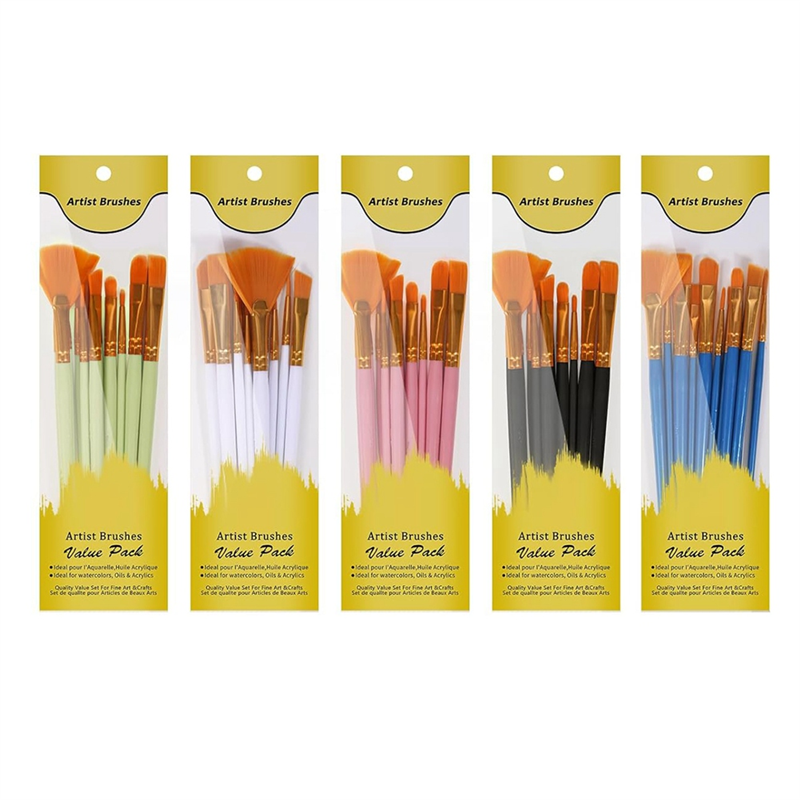 NAMUNY Acrylic Paint Brushes Set, 5 Packs/60Pcs Watercolor Brushes, Nylon Brush , for Oil Painting, Gouache