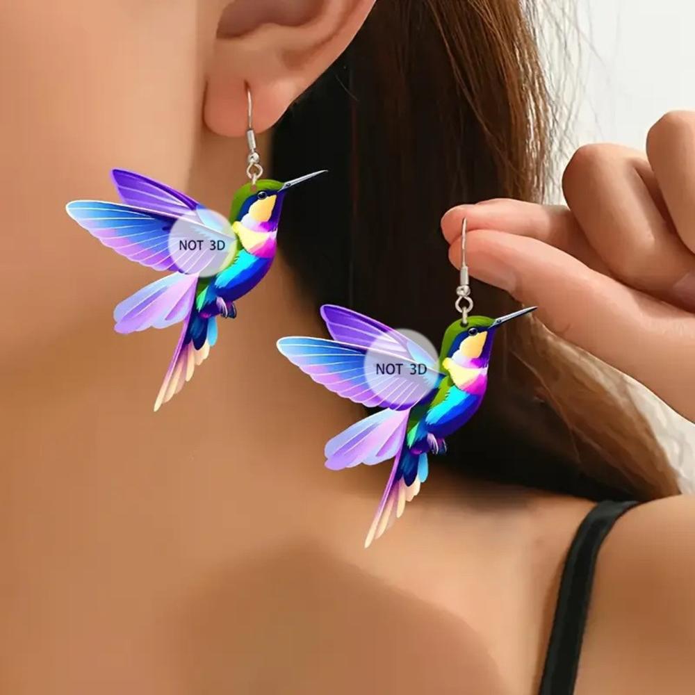 Colorful Acrylic Earrings Acrylic Hummingbird Earrings Lifelike Design Sense for Women Party Gifting