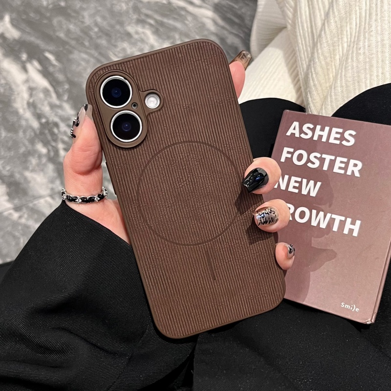 HODON Luxury Stripe Texture for Magsafe Magnetic Phone Case For iPhone 17 16 15 14 Pro Max Cases Wireless Charge Shockproof Back Cover