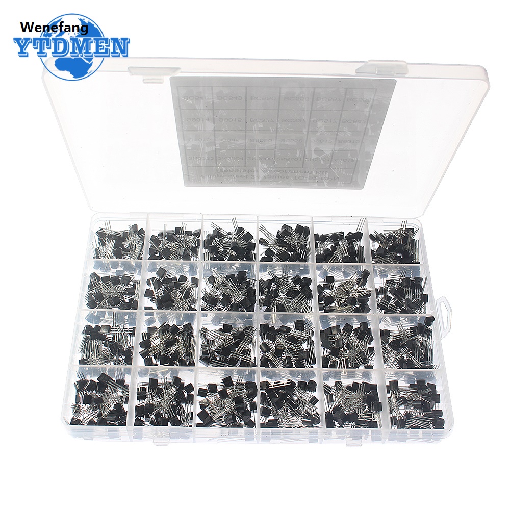 Wenefang 200/480/840pcs TO-92 Transistor Kit Assortment Box BC547 BC327 High Quality BC337 2N2222 3906 C945 PNP/NPN Transistors Set Electronics Kit