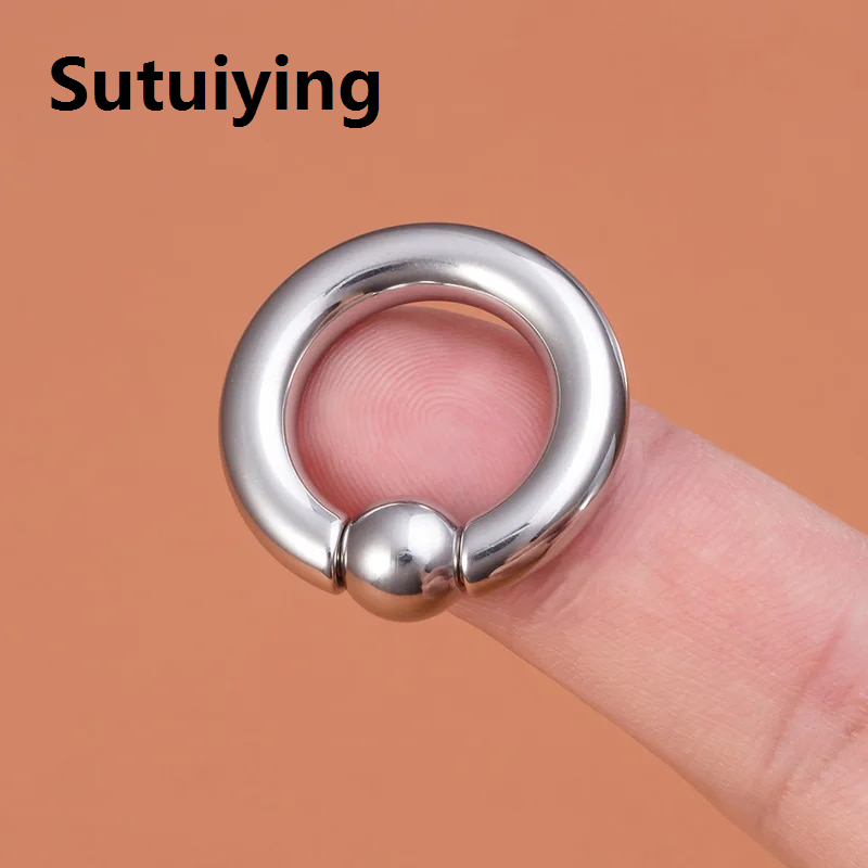 Sutuiying 1pc Surgical Steel Captive Bead Ring Hoop Earring BCR Ear Weights Nose Piercing Stretcher Expander Gauge Closure PA Body Jewelry