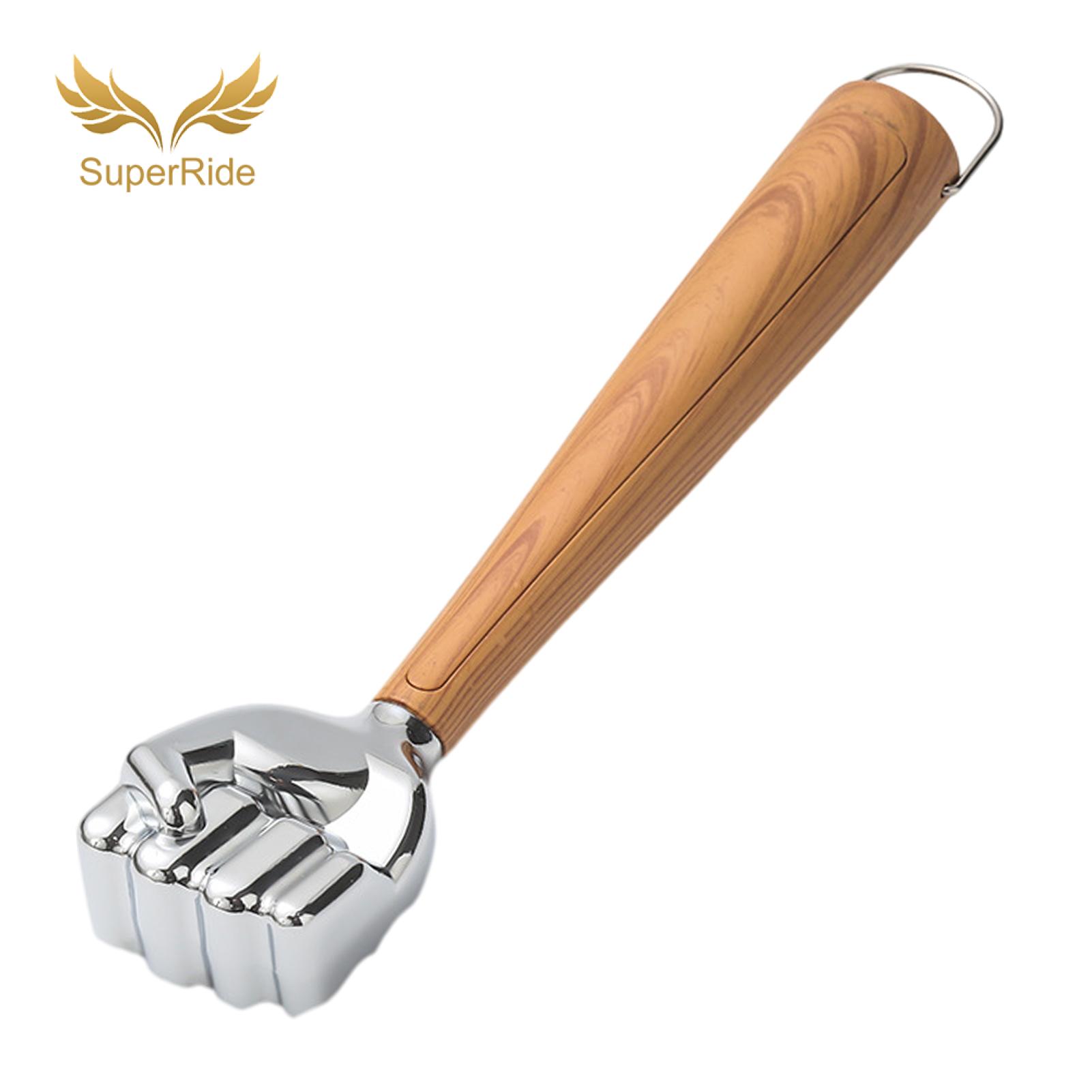 SuperRide Wooden Handle Meat Mallet Meat Tenderizer Hammer with Ergonomic Wooden Handle Non-slip Stainless Steel Fist-shaped for Steak for Easy