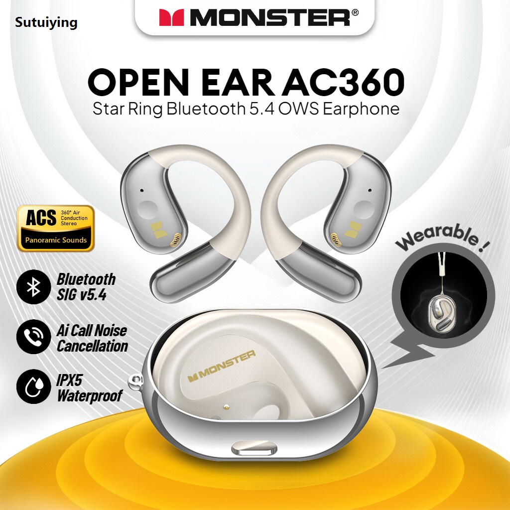 Sutuiying Monster AC360 TWS Wireless Open End Earphones HiFi Sounds Sales promotion OWS Bluetooth 5.4 Earbuds HD Call Bluetooth Headphone