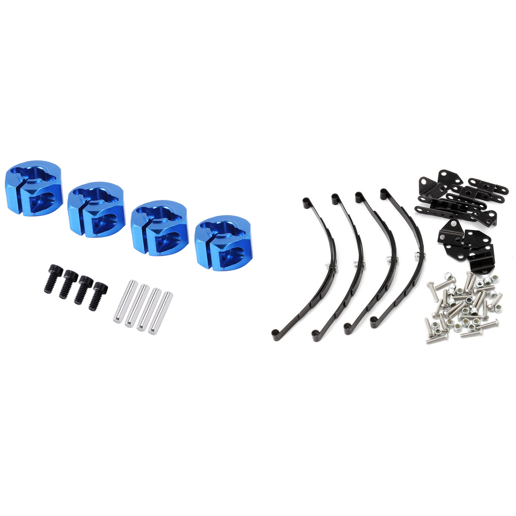 NAMUNY Blue RC Metal 7.0 Wheel Hex 12mm Drive with 4Pcs 1/10 Leaf Springs Set HighLift Chassis