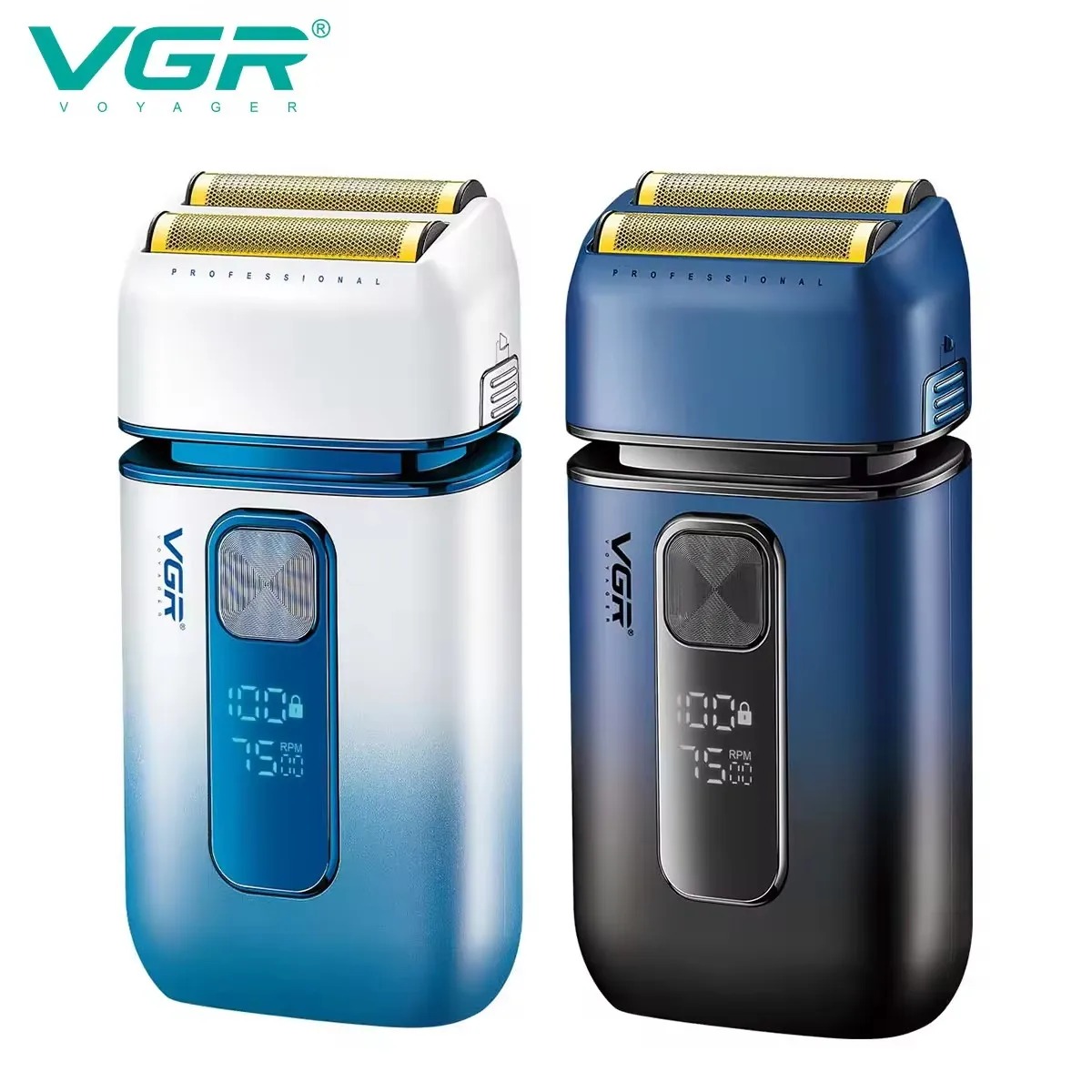 VGR V-362 SUPER TRIM Foil Shaver For Men | Titanium Dual Foils | 2 Speeds (7000/7500 RPM) | IPX-6 Waterproof | Rechargeable Beard Shaver Razor | LED Display | Travel Lock