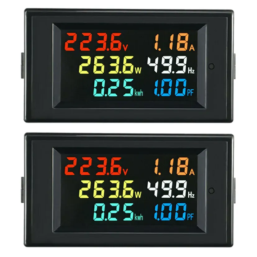 fasdaga 2X 6 in 1 AC Monitor D69-2058 AC Digital Voltage and Current Power Frequency Factor Electricity Meter Power Monitor